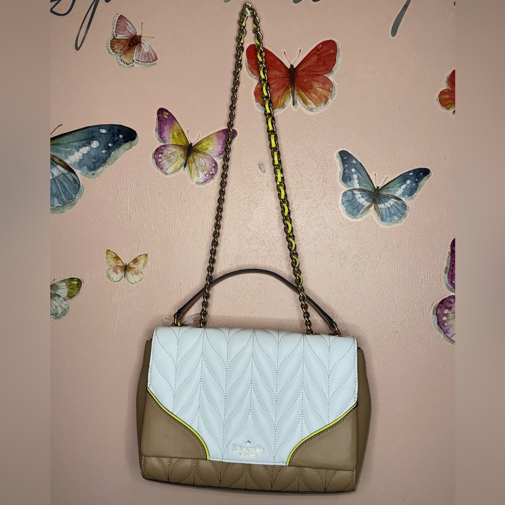 Kate Spade White and Tan Quilted Shoulder Bag - Picture 3 of 10